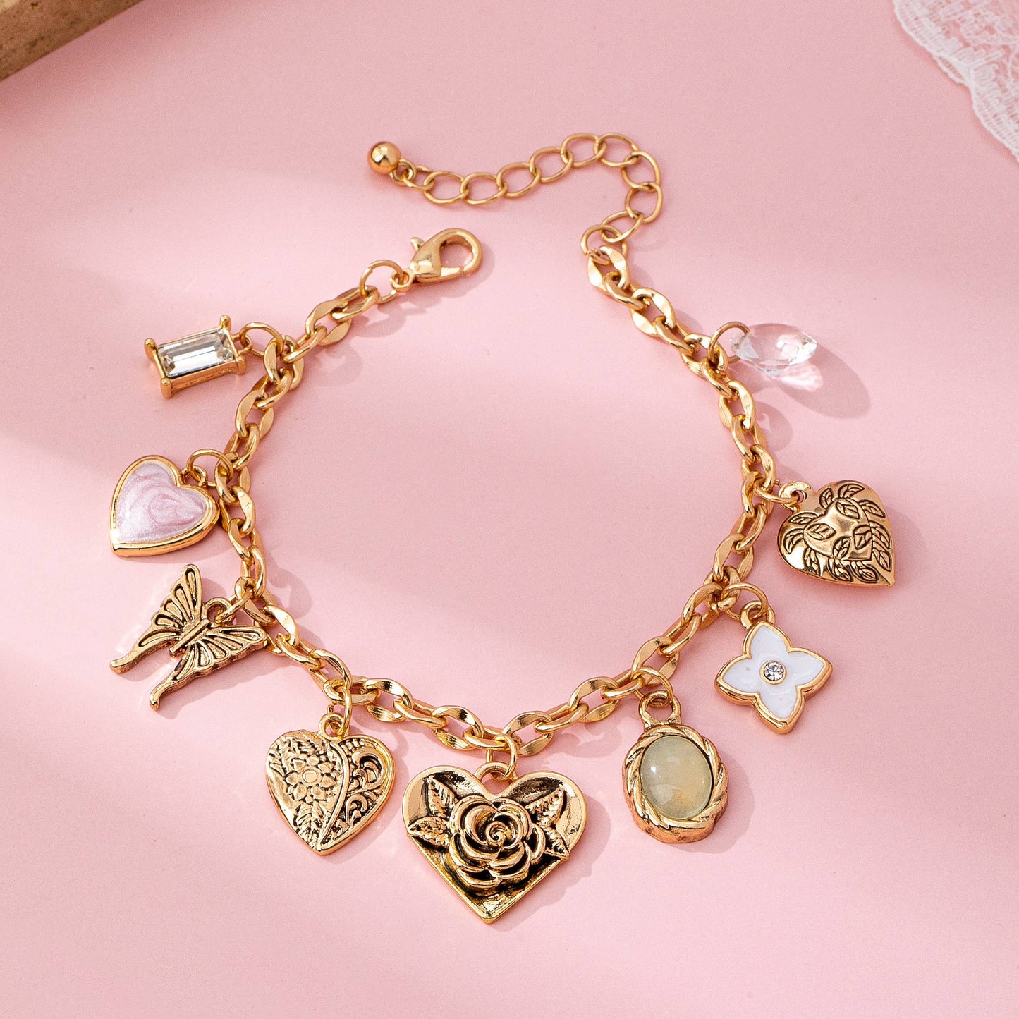 Gold Flower Charm Bracelet