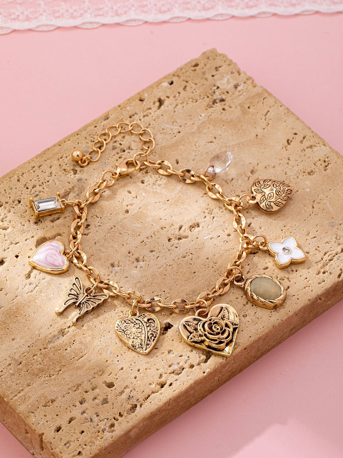 Gold Flower Charm Bracelet