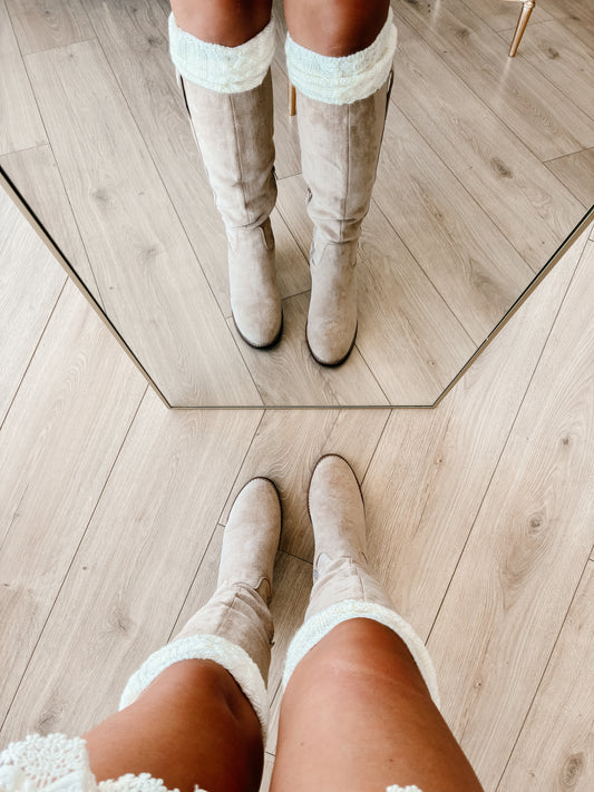 Thigh-High Cable Knit Socks