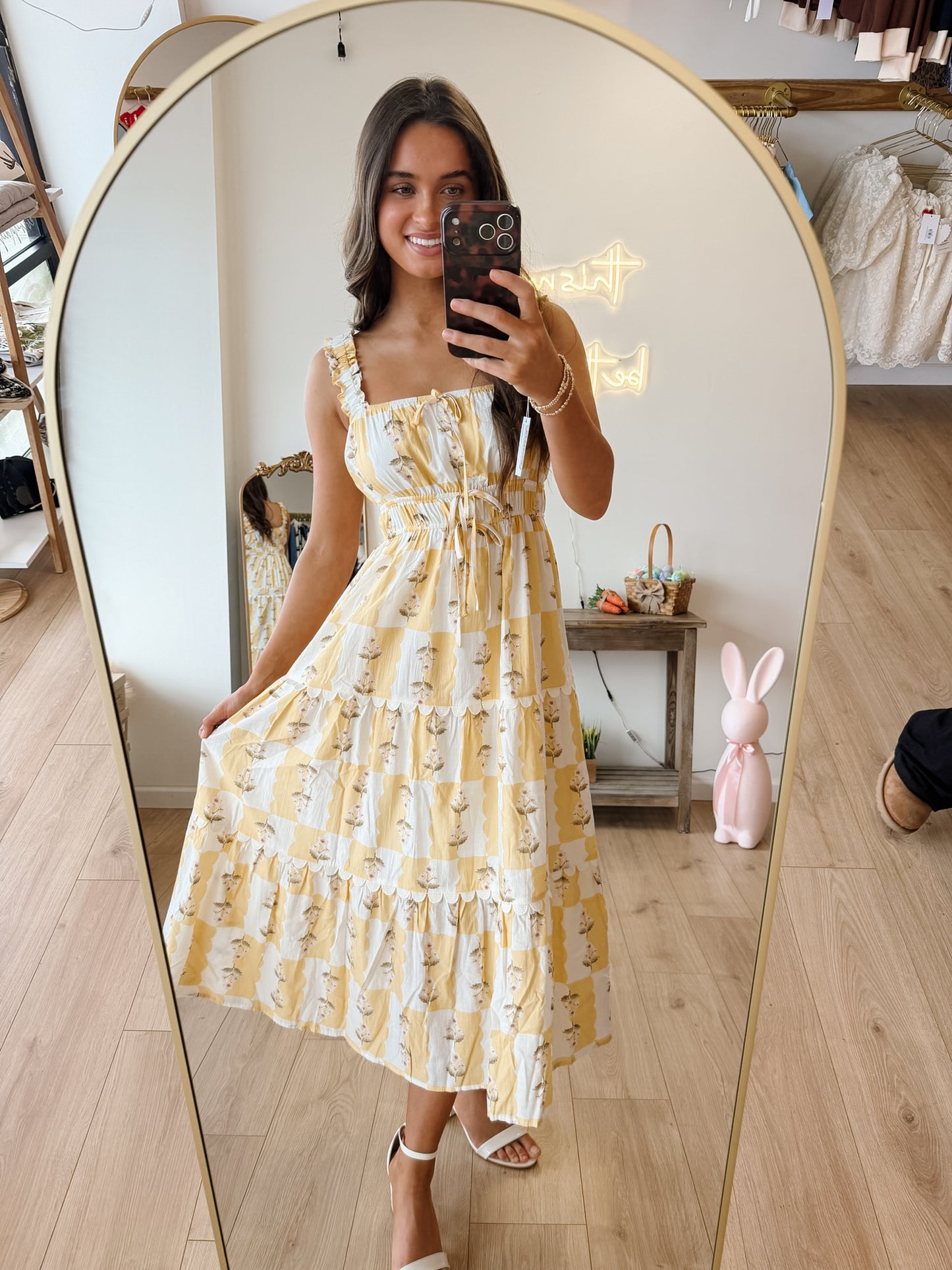 Evelyn Yellow Midi Dress