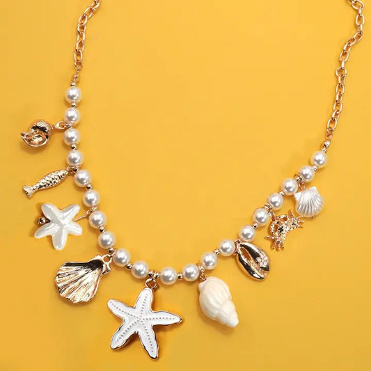 Pearl Starfish Charm Necklace