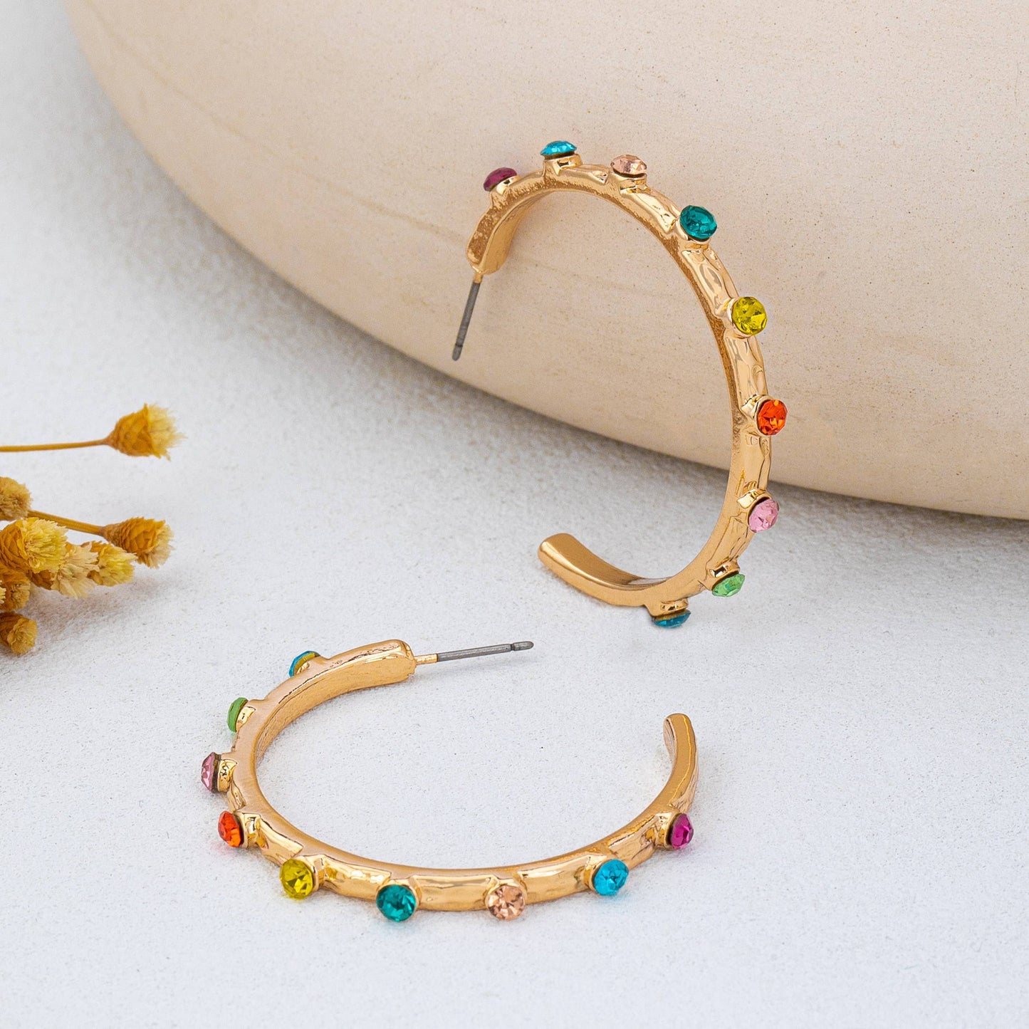 Gemstone Hoop Earrings