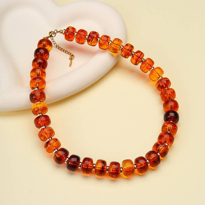 Chunky Amber Bead Necklace