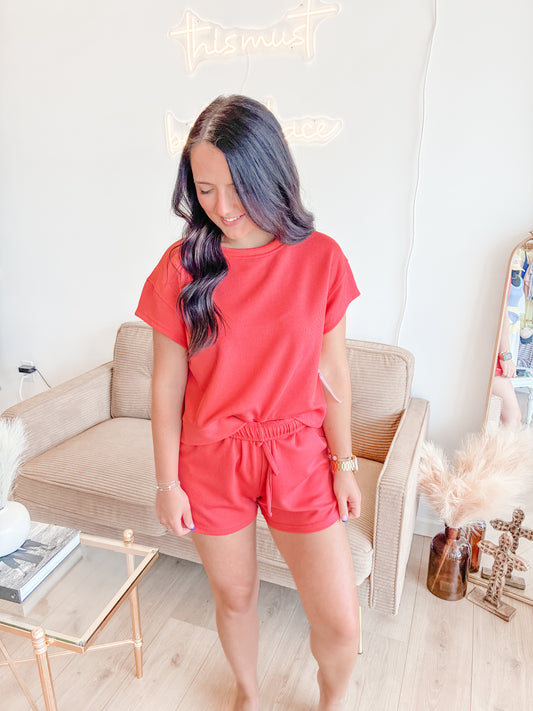 Red Washington Ribbed Set