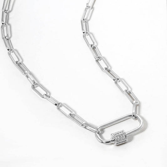Gold Dipped Paperclip Necklace (Silver)