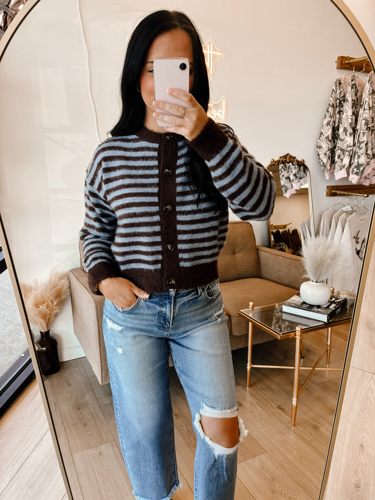 Fuzzy Wuzzy Button Cardigan - Blue
