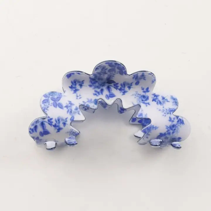 Vintage Porcelain Style Half Moon Hair Claw Clips