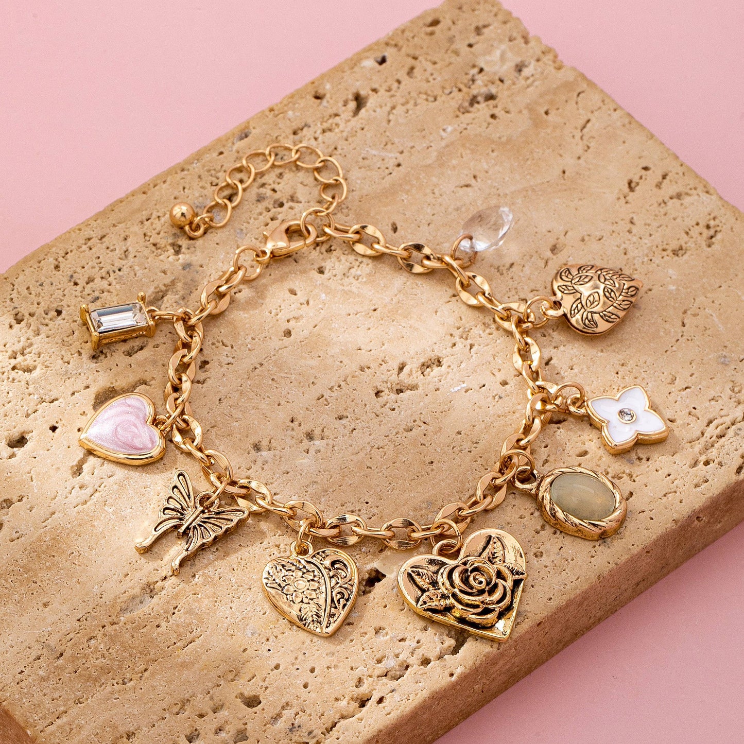 Gold Flower Charm Bracelet