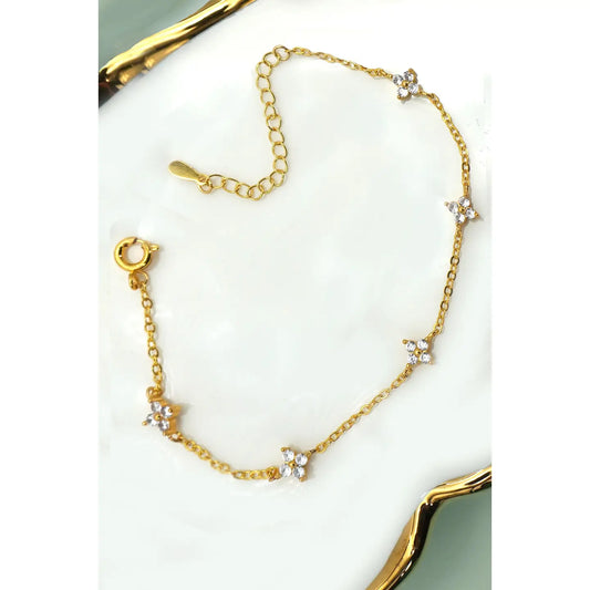 18K Stainless Steel Tarnish Free Flower Bracelet