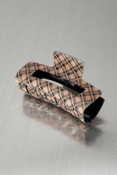 Brown Plaid Claw Clip