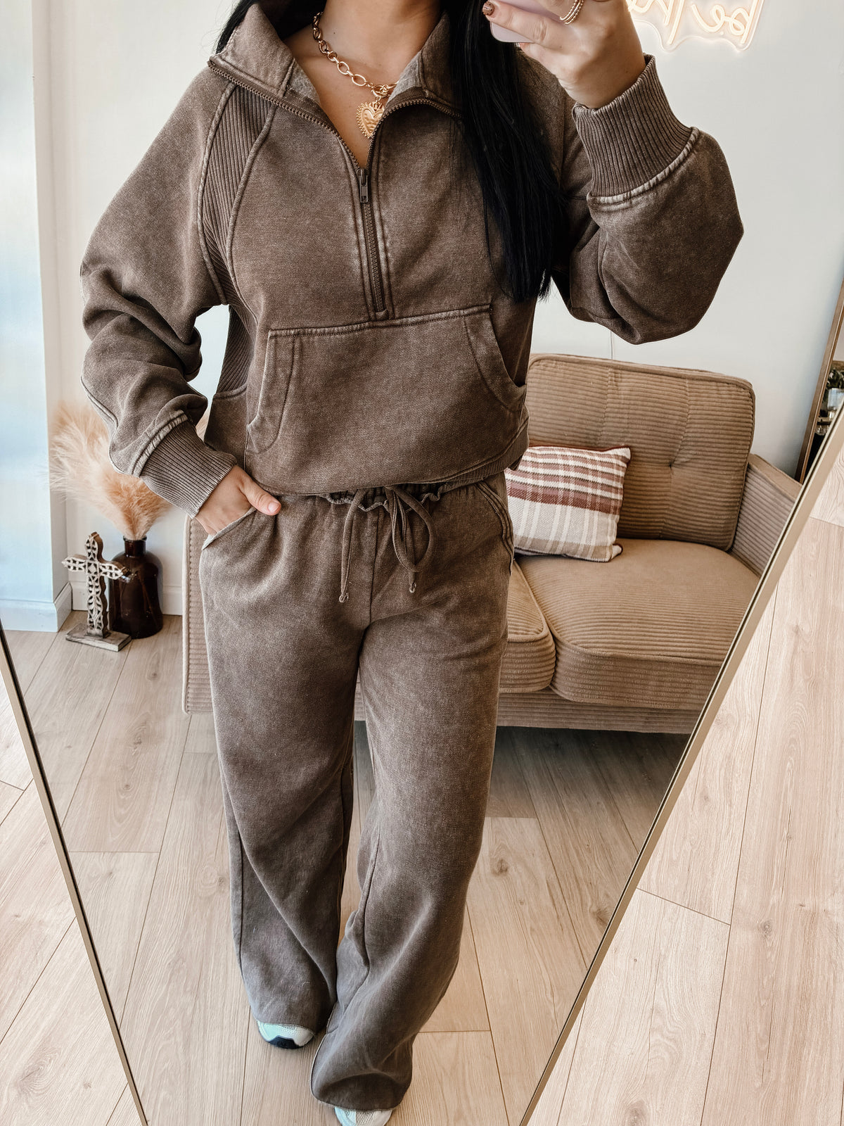 Mornin' Dew Zip Pullover - Mocha