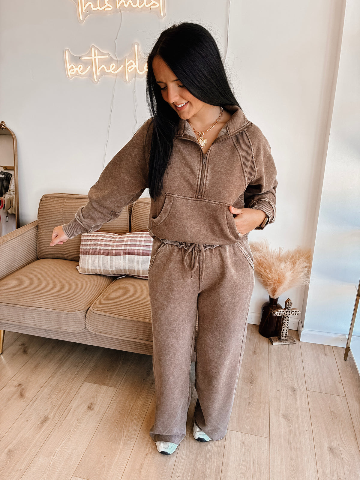 Mornin' Dew Zip Pullover - Mocha