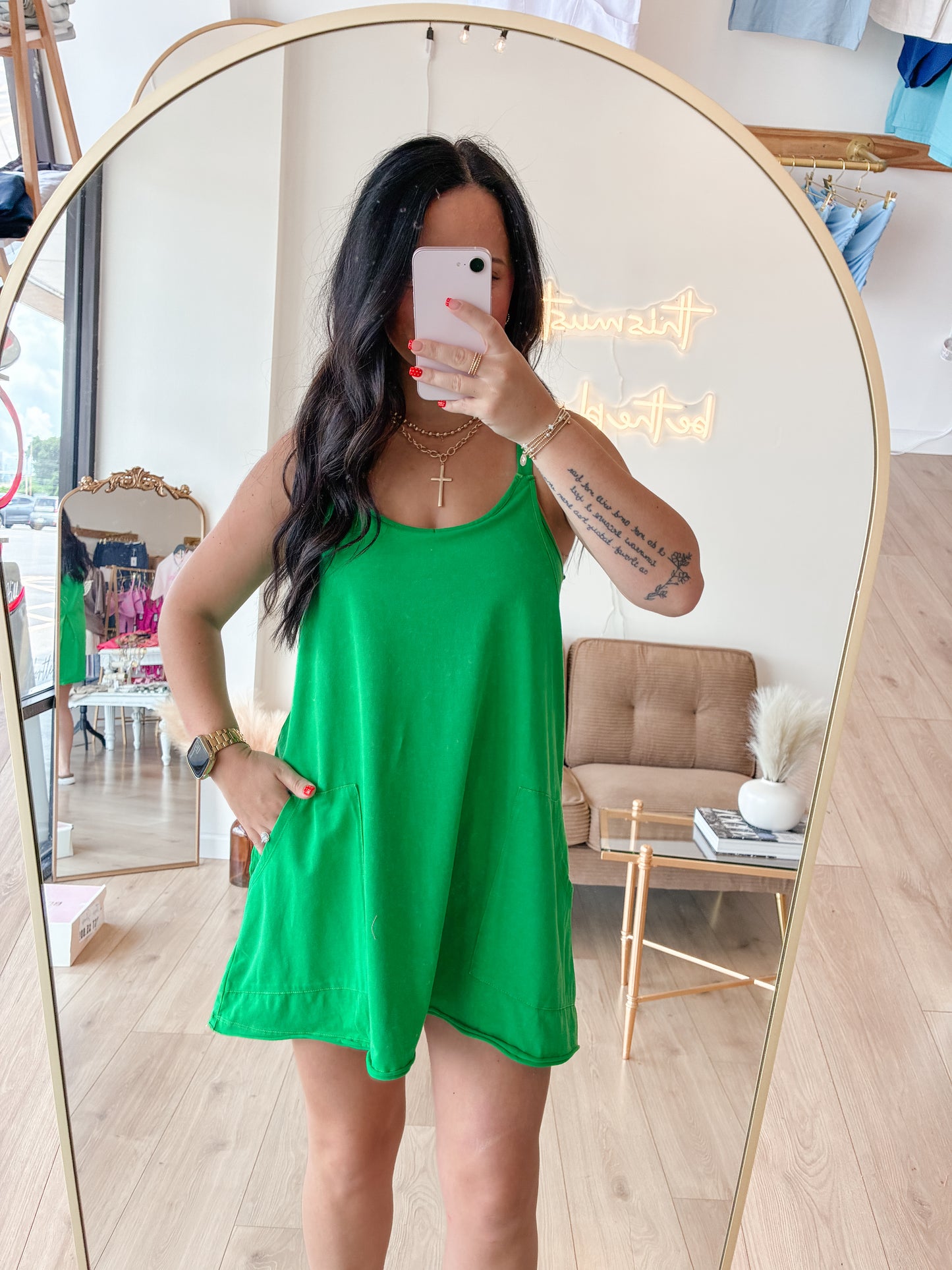Green Easy Breezy Romper Dress
