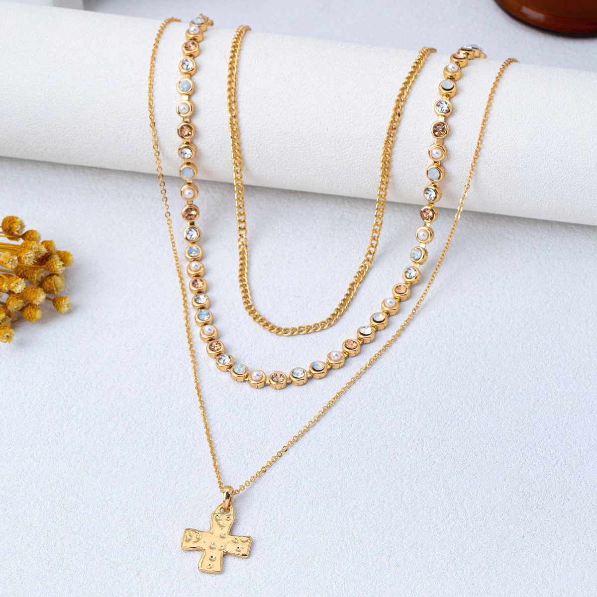 Multi-Layered Cross Necklace