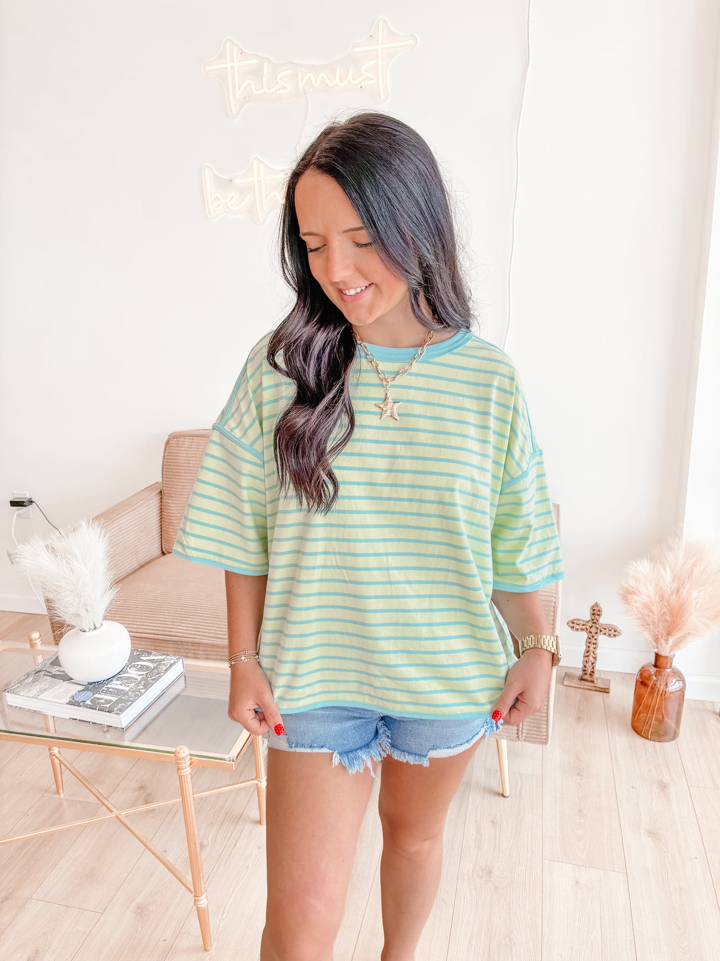 Come Closer Stripe Relax Top