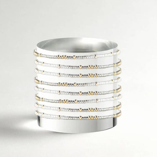Confetti Beaded Bangle-Silver, Adjustable  Bracelets