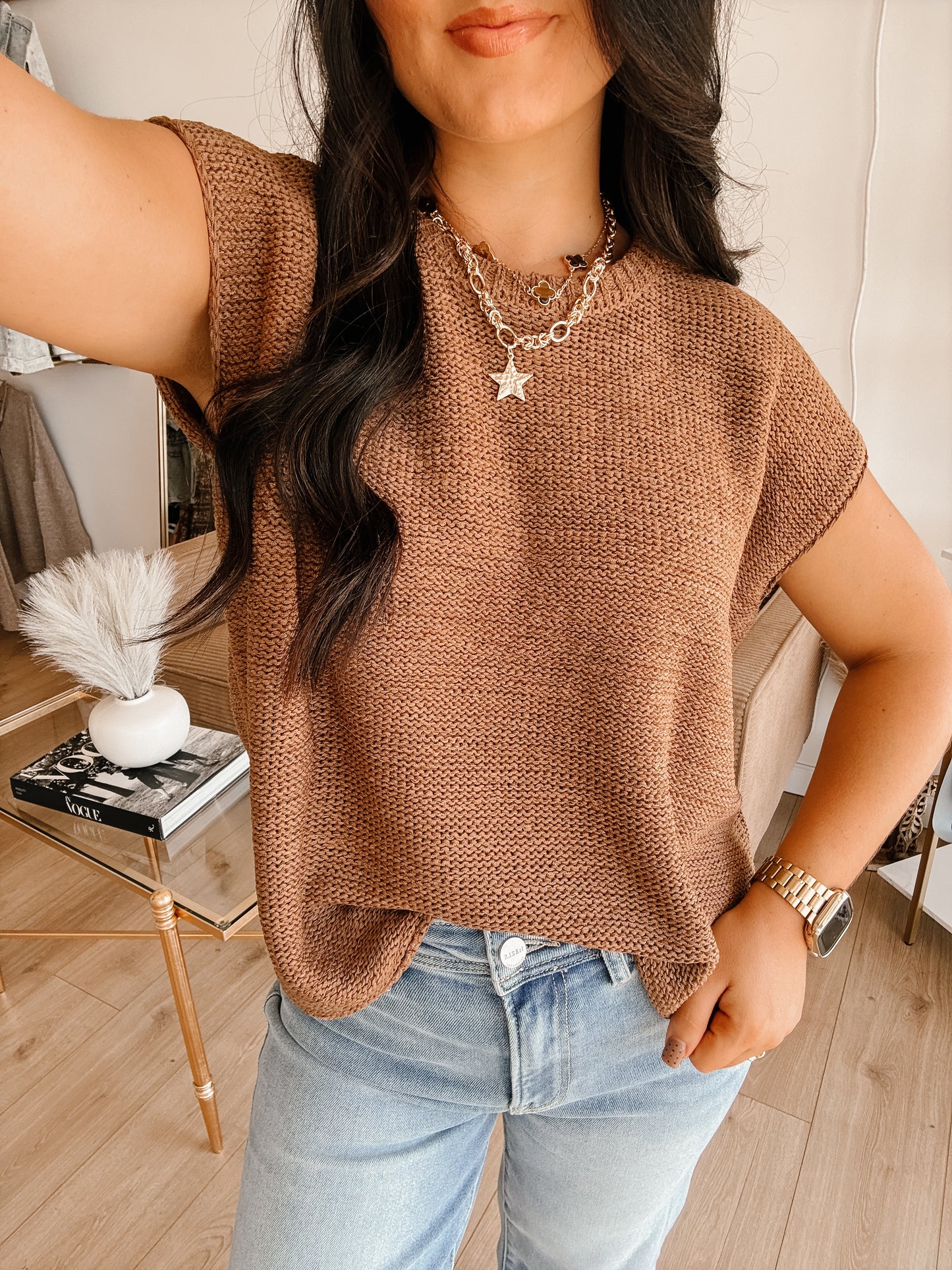 Falling For You Sweater Vest - Camel