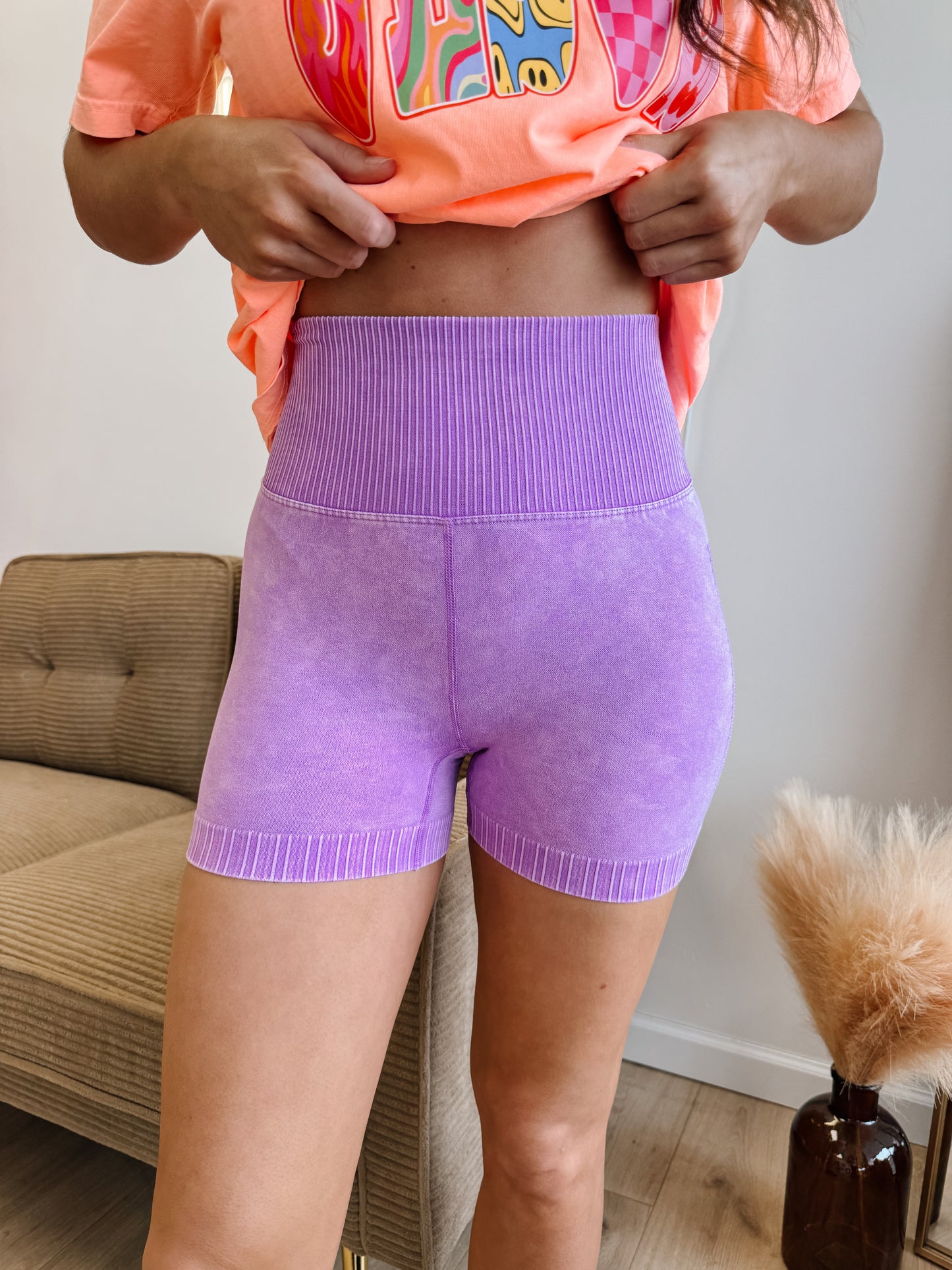 Washed Seamless High Waisted Shorts ( 4 Colors )