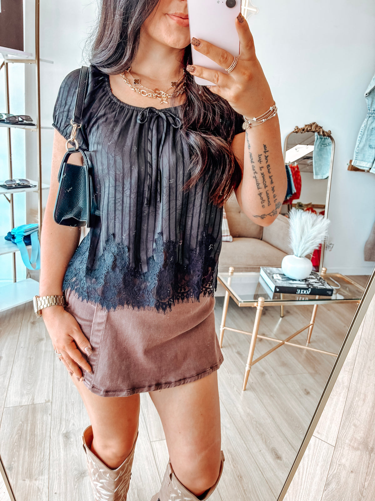 Mila Midnight Lace Blouse