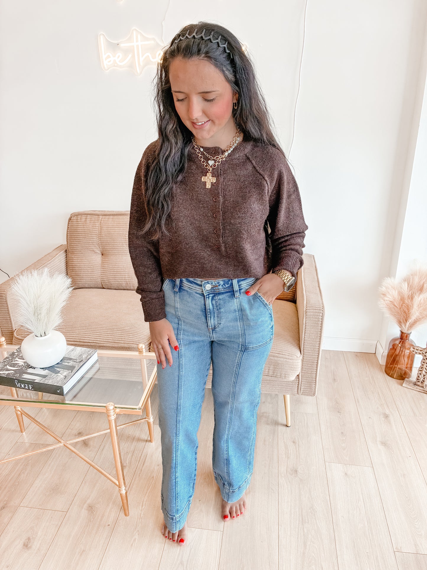 Dark Roast Henley Sweater