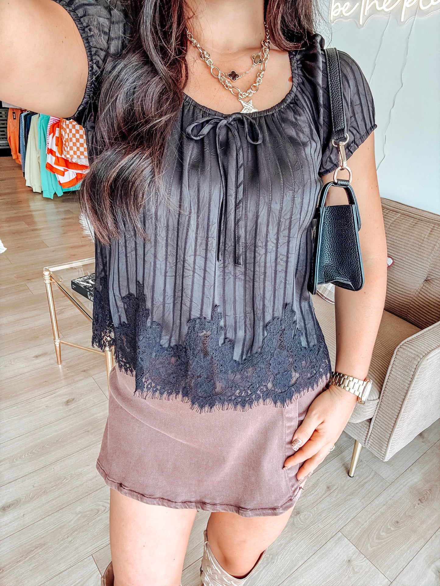 Turning Seasons Denim Skort - Brown