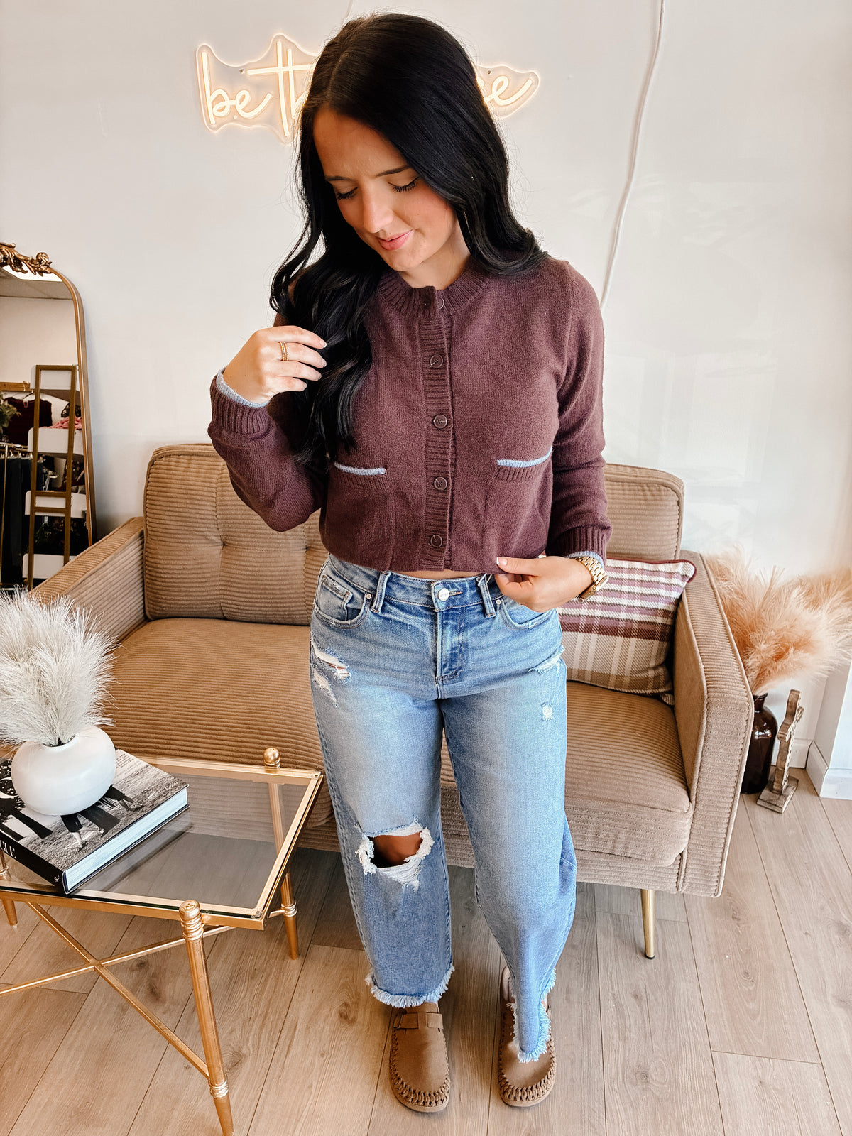 Darcy Doll Button Cardigan - Brown