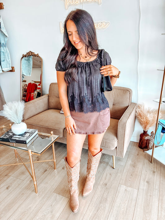 Mila Midnight Lace Blouse