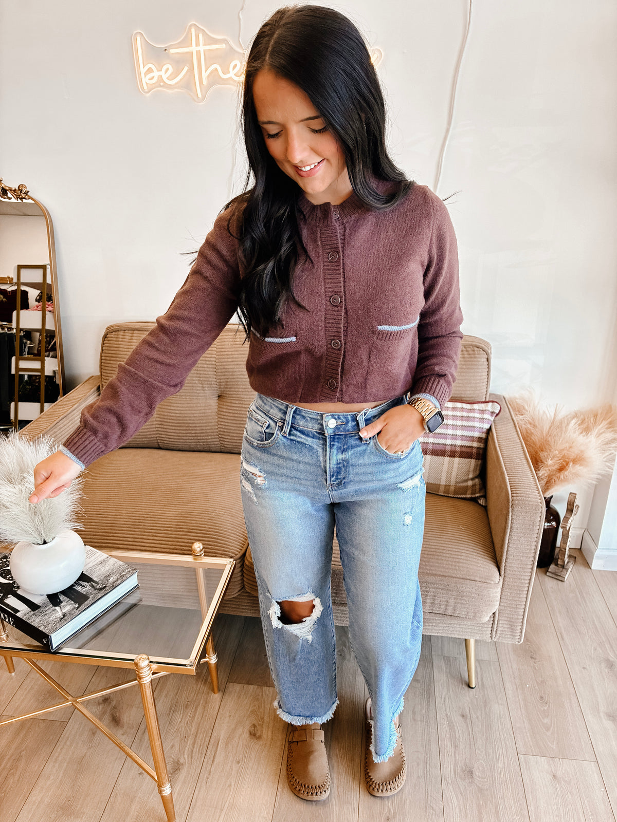 Darcy Doll Button Cardigan - Brown