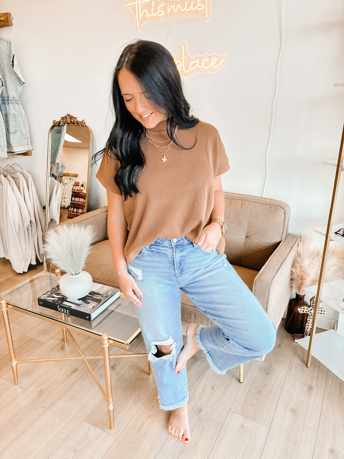 Harvest Heritage Mockneck Sweater - Camel