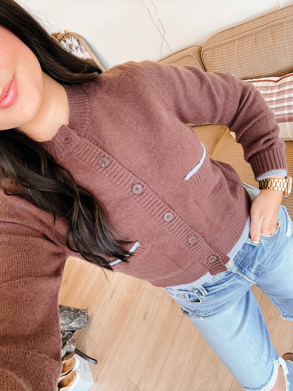 Darcy Doll Button Cardigan - Brown