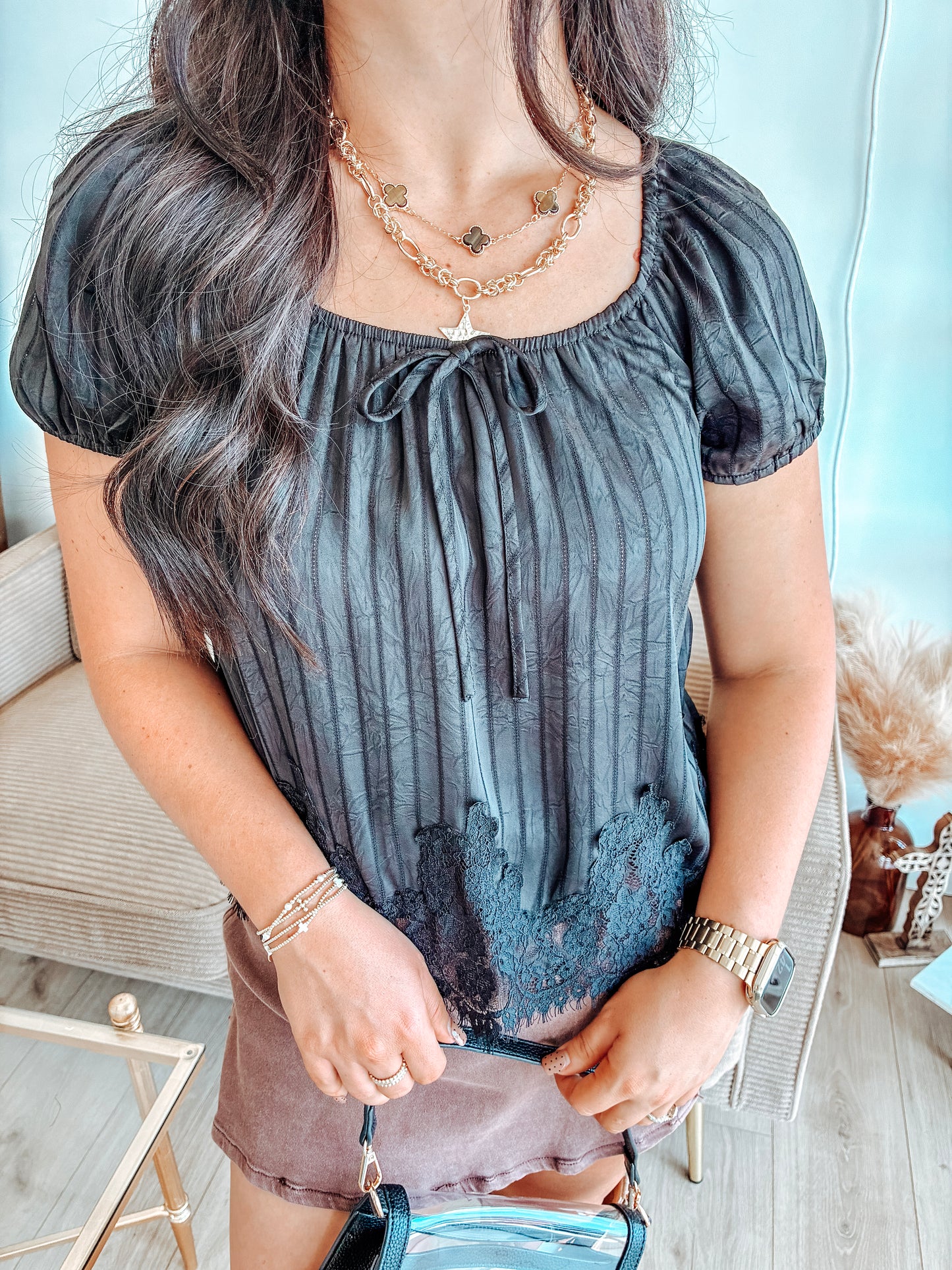 Mila Midnight Lace Blouse