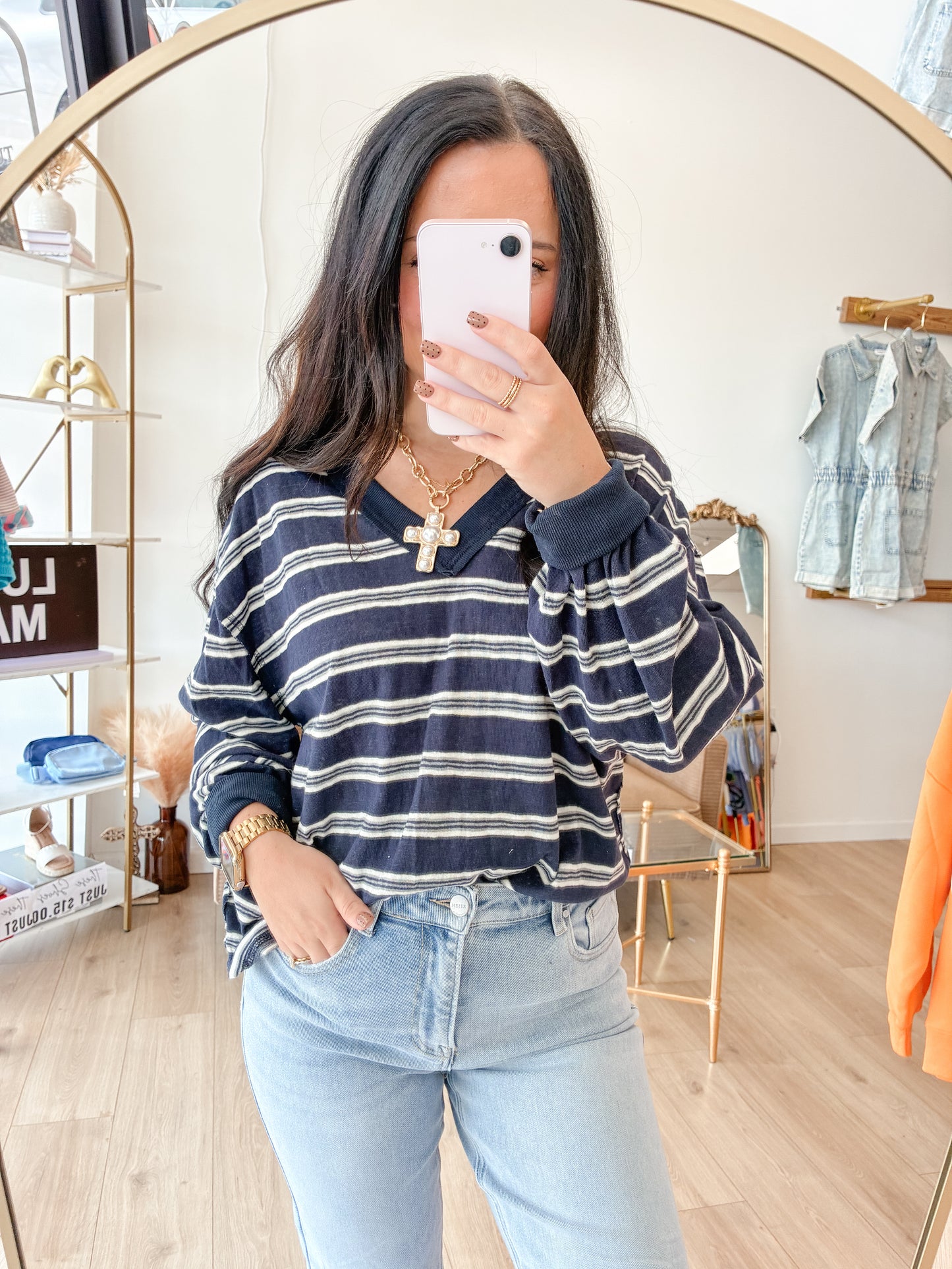 Lydia Stripe Long Sleeve - Navy