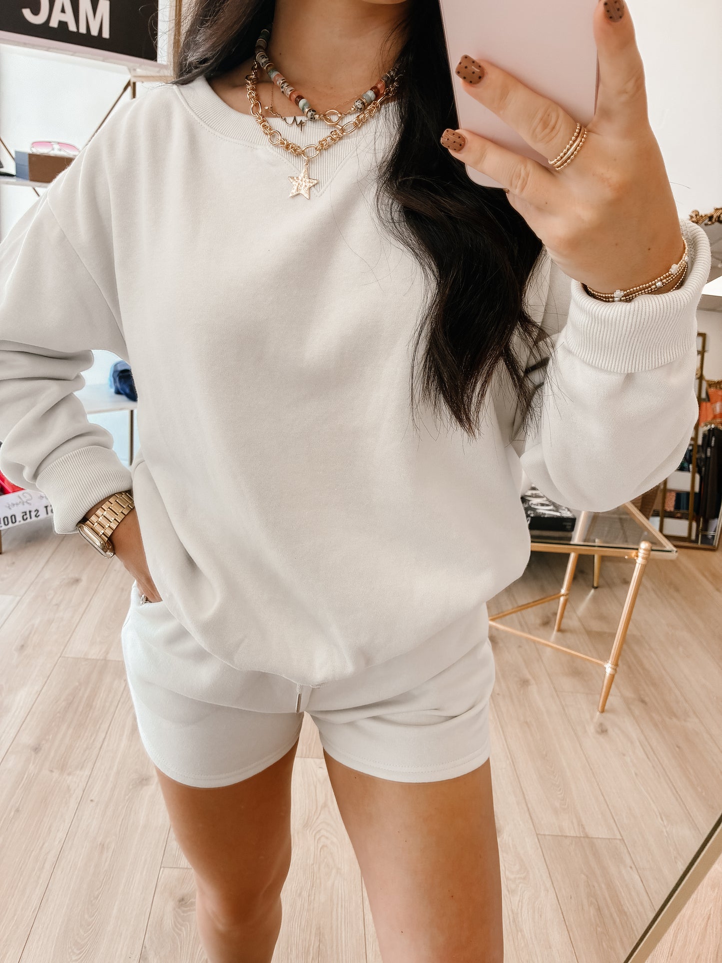 Cozy Day Fleece Short Set - Bone