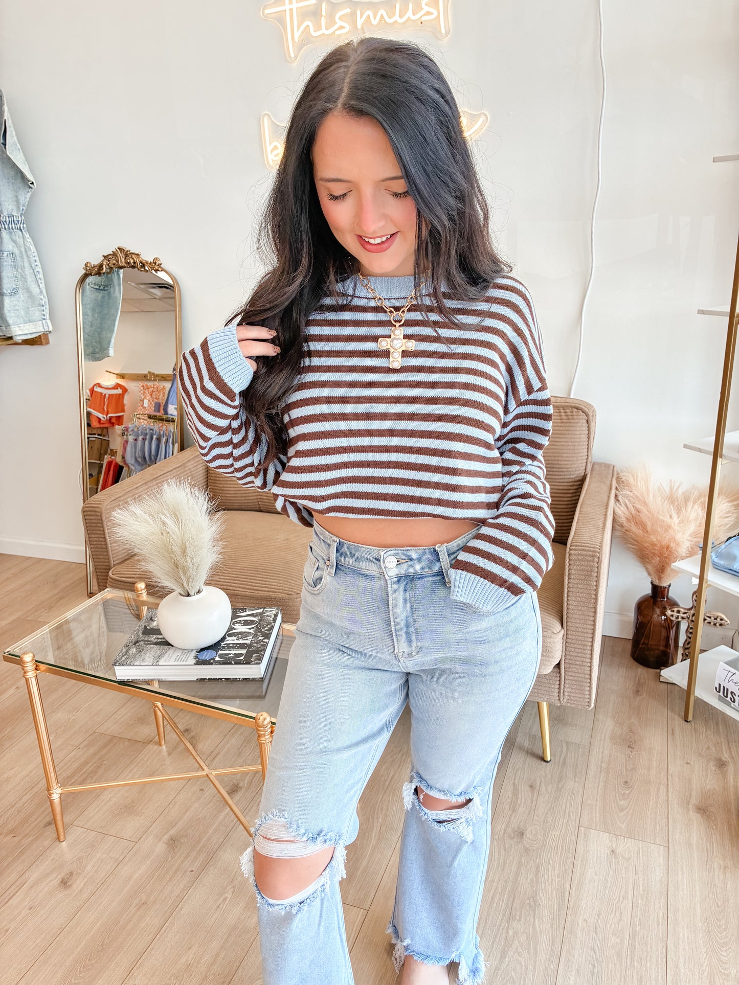 Out the Door Sweater - Blue
