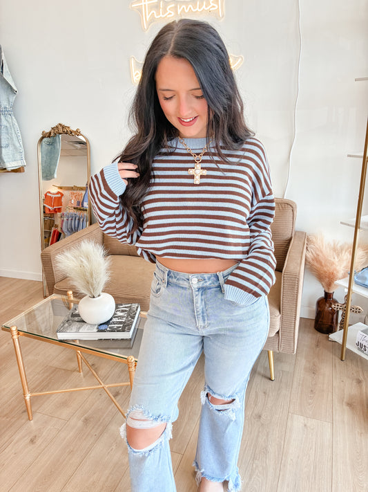 Out the Door Sweater - Blue