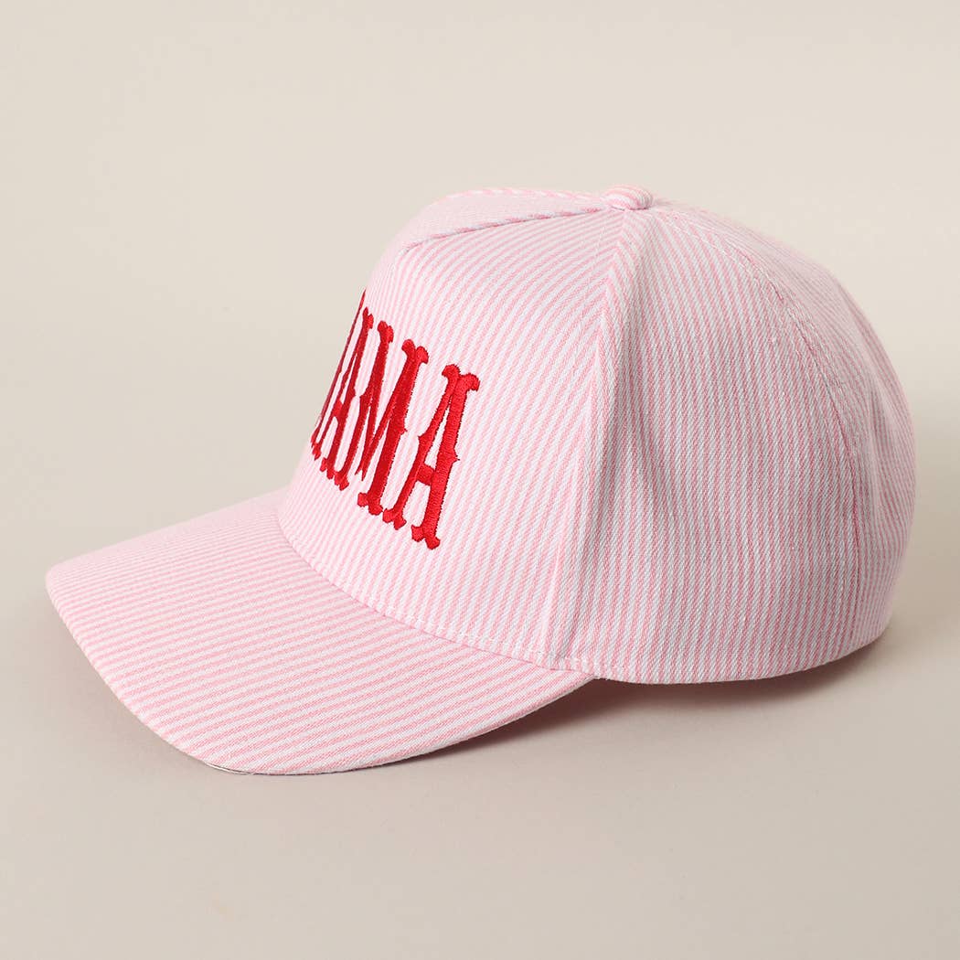 MAMA Striped Trucker Hat : PINK/RED