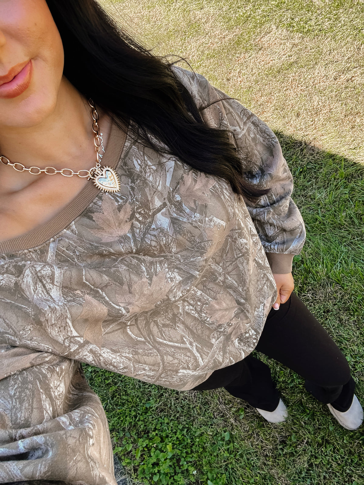 Woodland Camo Off the Shoulder Sweatshirt