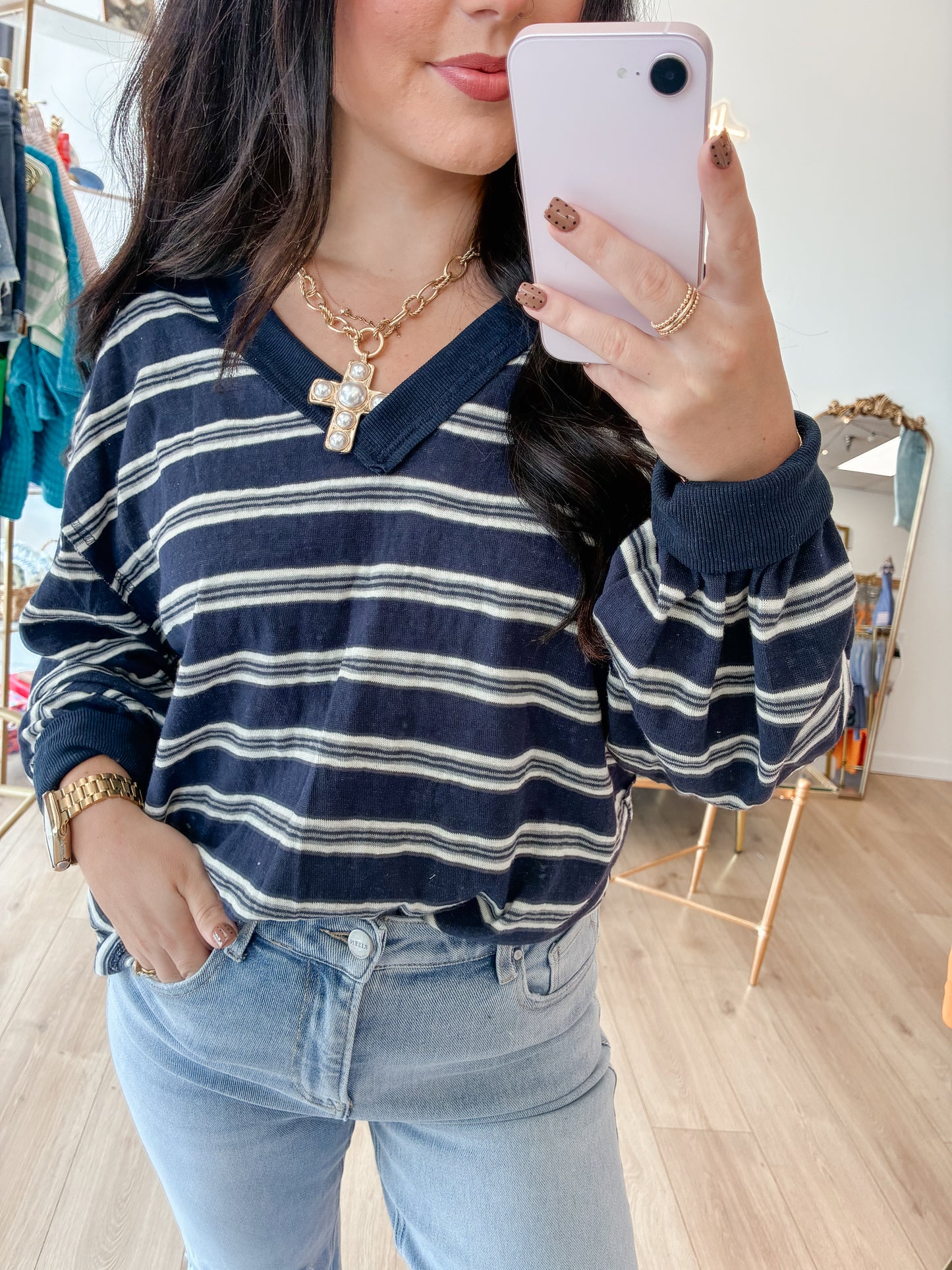 Lydia Stripe Long Sleeve - Navy