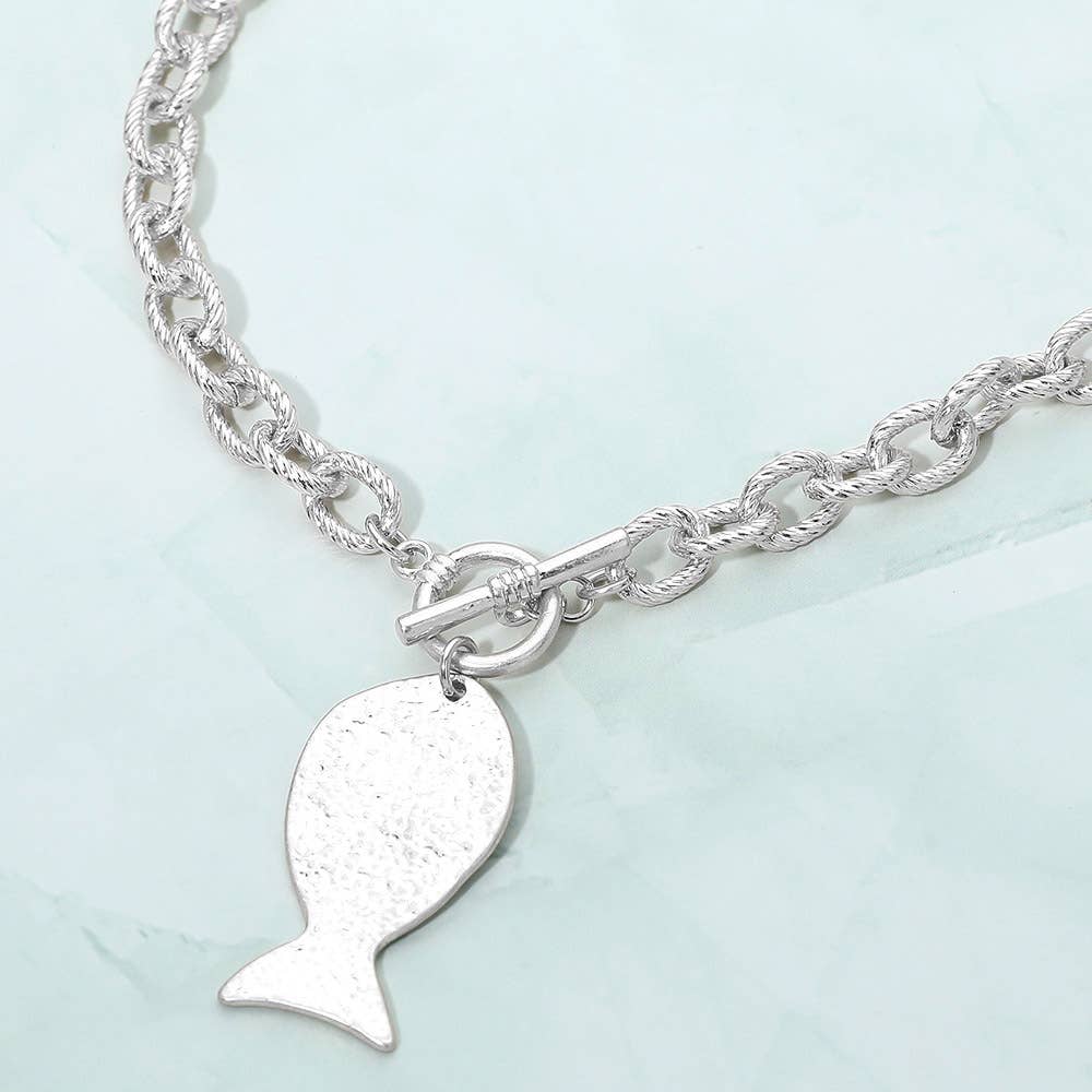 Fish Charm Toggle Necklace