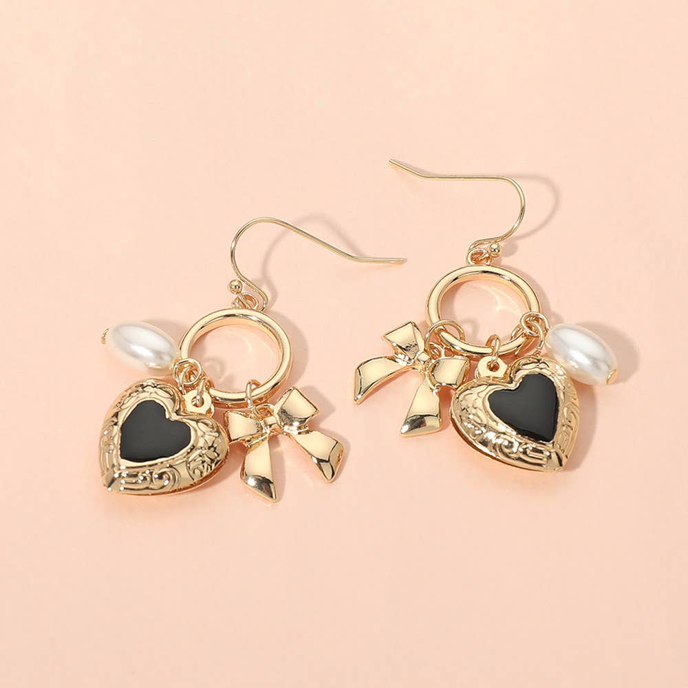 Heart Charm Dangle Earrings