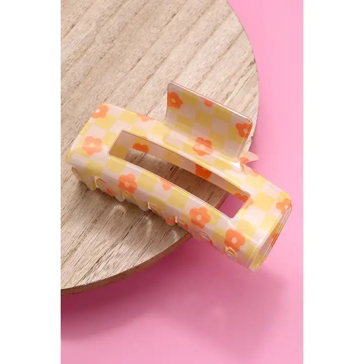 Daisy Checker Hair Claw Clips