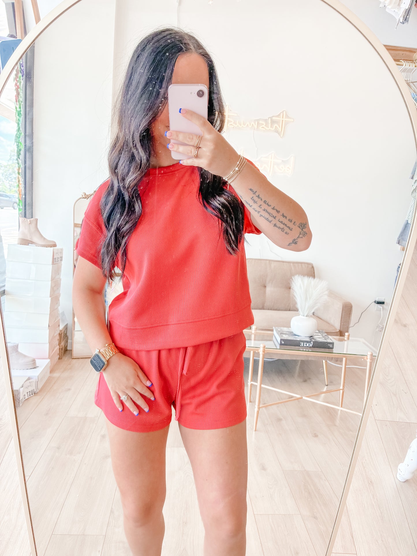 Red Washington Ribbed Set