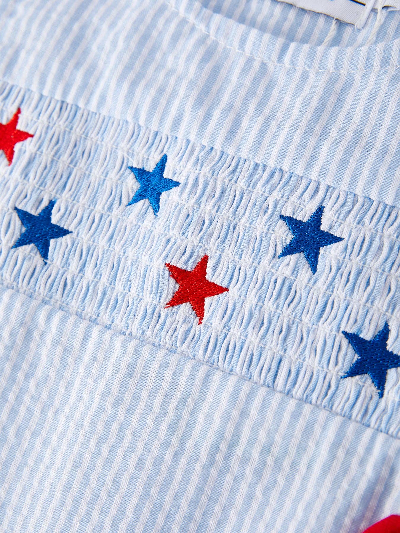 4th of july Boys' Smocking Star Embroidered Romper