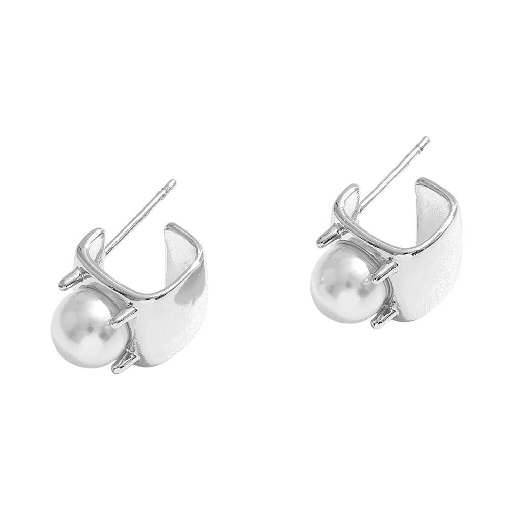 14K Gold Dipped Pearl Earrings - Silver