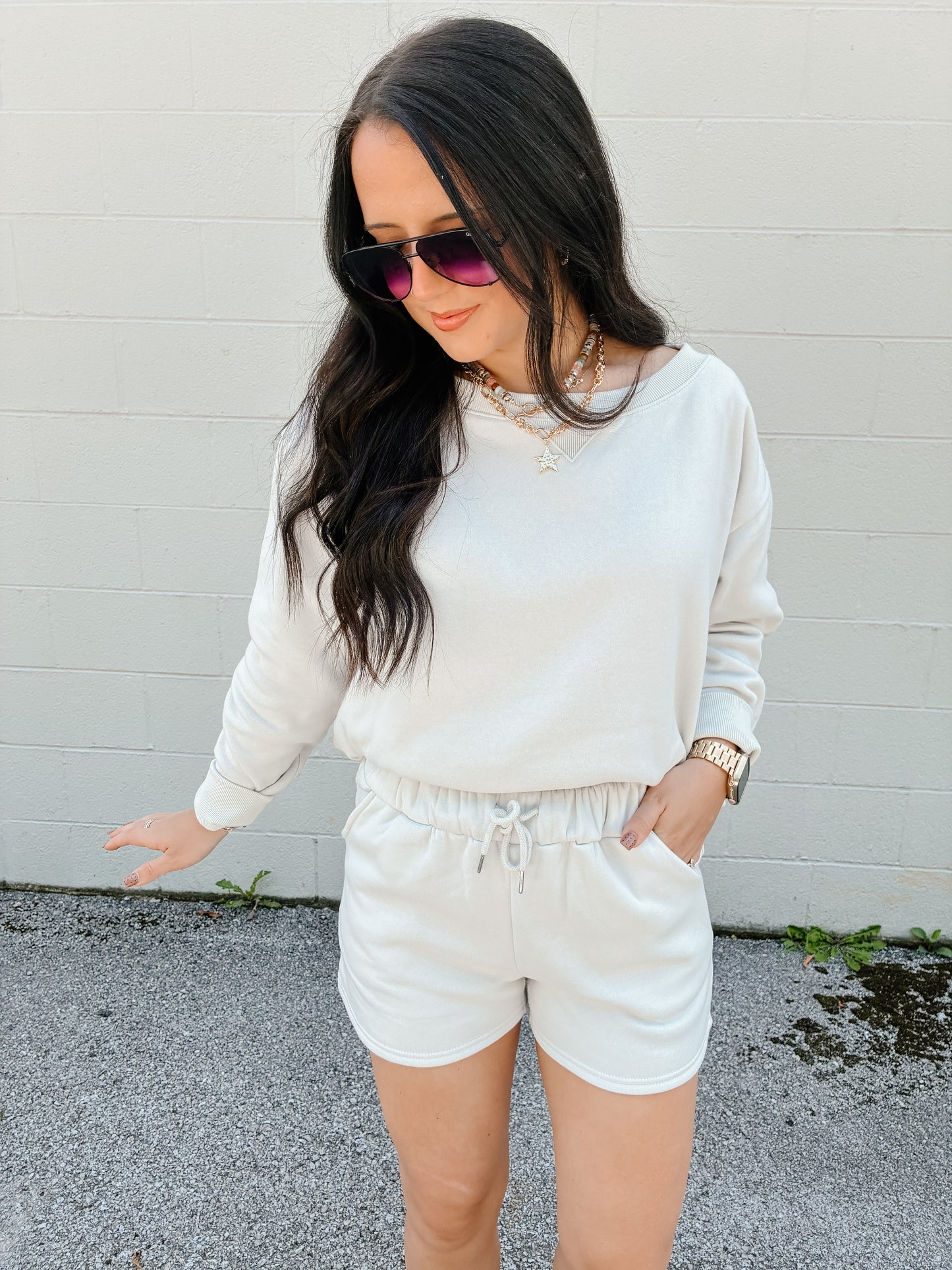 Cozy Day Fleece Short Set - Bone