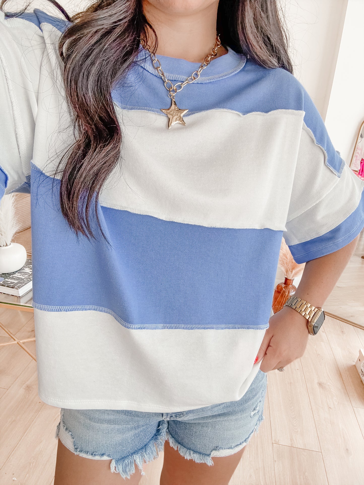 Effortless Color Block Top (Blue)