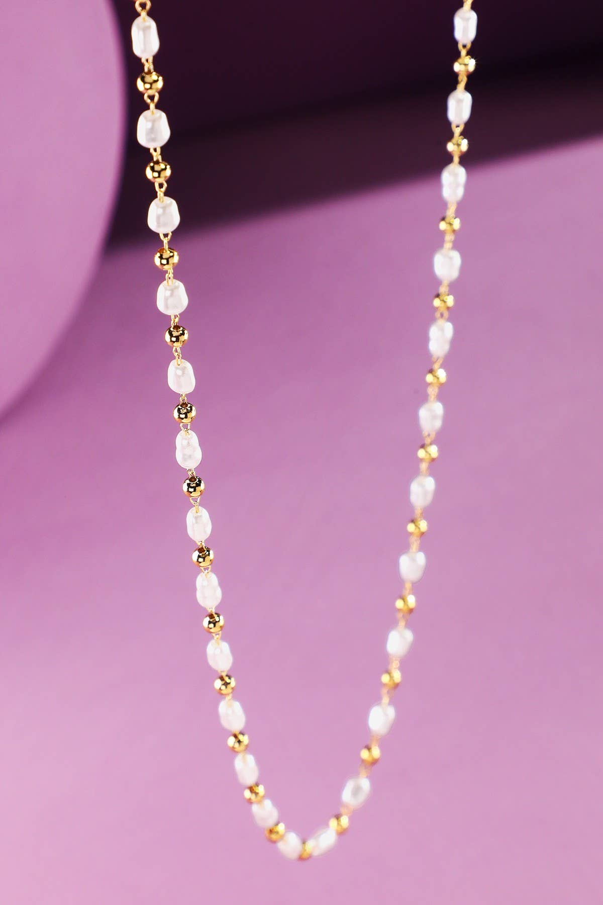 Gold Bead & Pearl Necklace