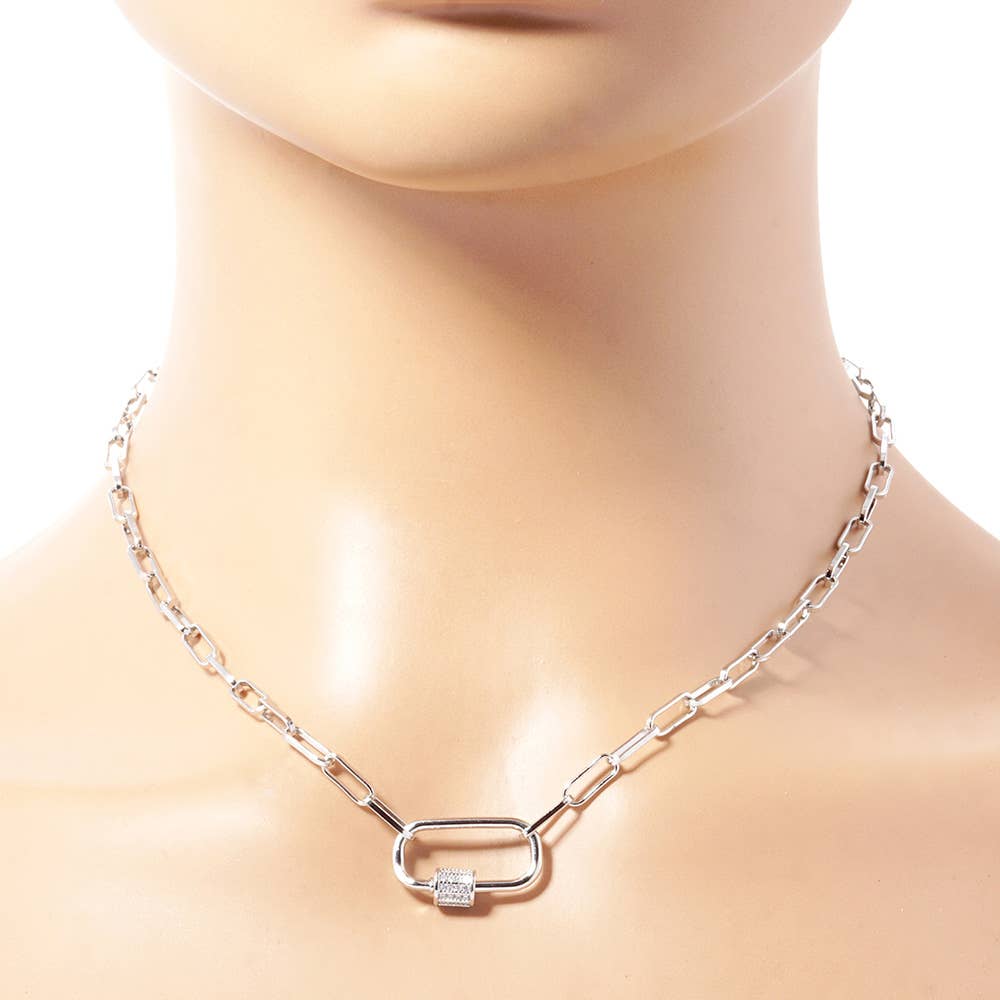 Gold Dipped Paperclip Necklace (Silver)