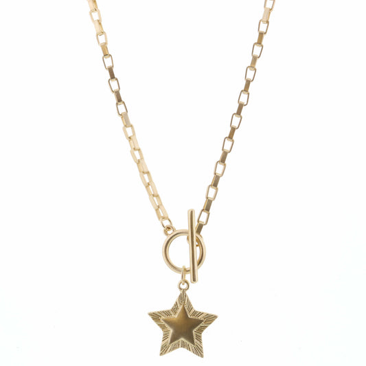 16" Raised Edge Star on Gold Chain Necklace