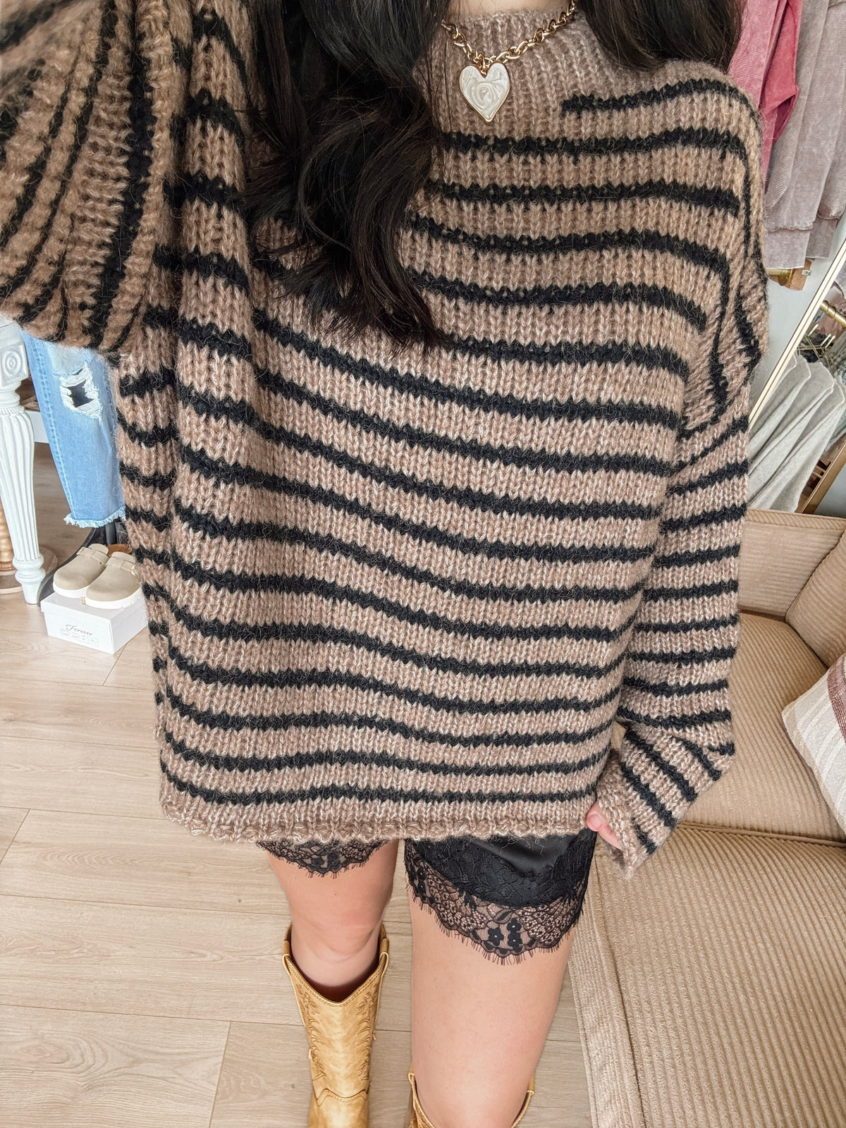 Autumn Skies Knit Sweater - Khaki